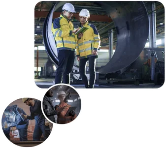 Engineers working together in an industrial facility